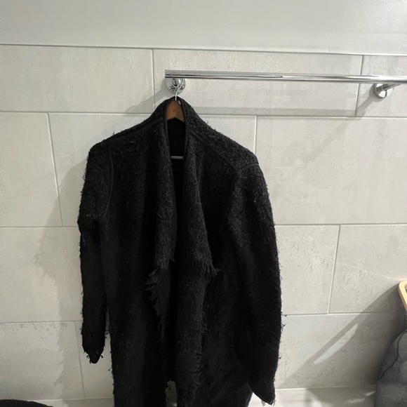 Vince black wool  Open Mid Length Wool Yak cashmere Cardigan knit coat m. - Picture 1 of 6